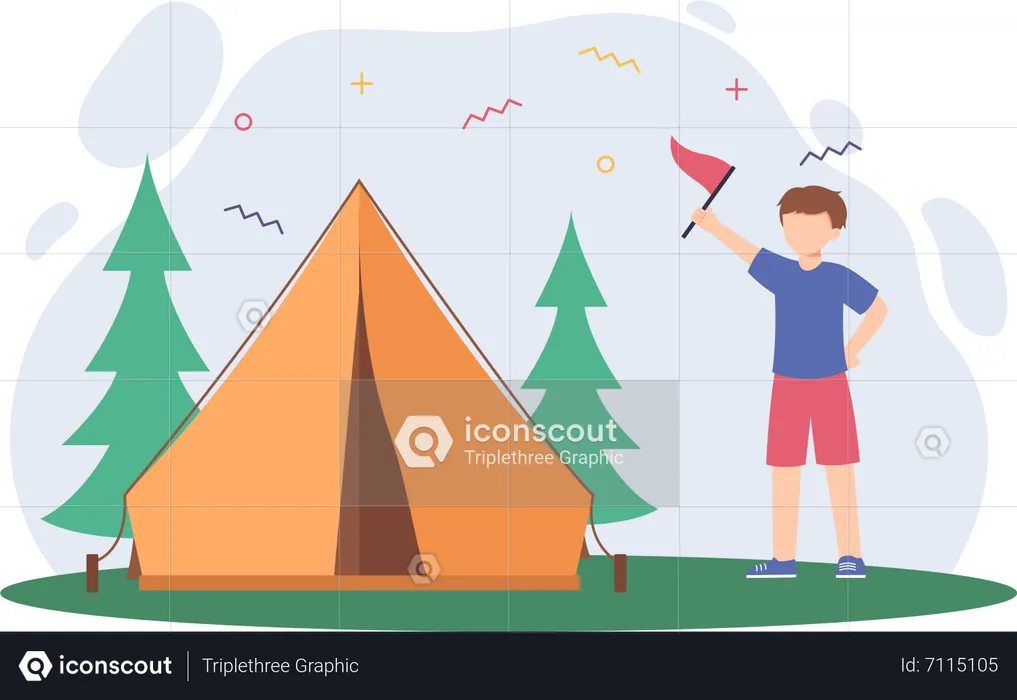 Man camping  Illustration