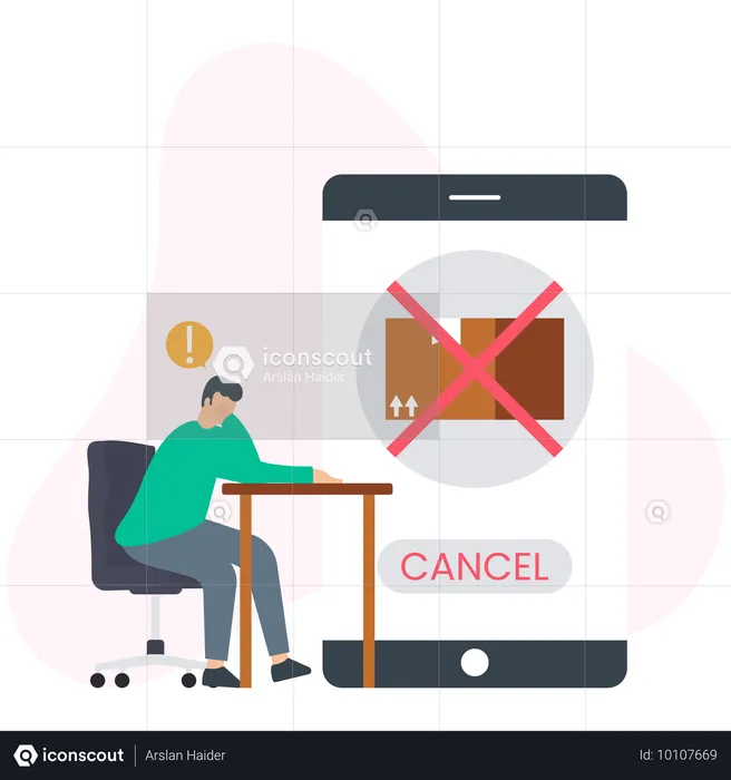 Man cancelling online order  Illustration