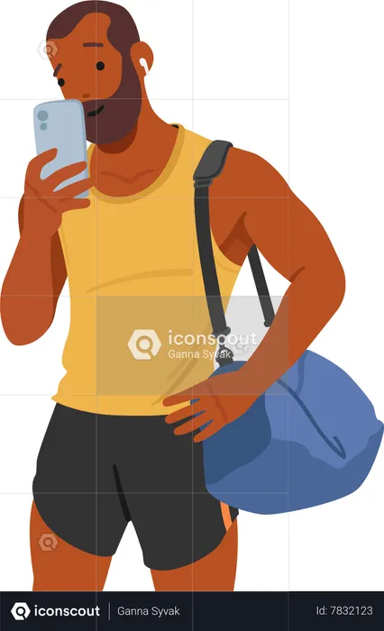 Man Capturing A Gym Selfie  Illustration