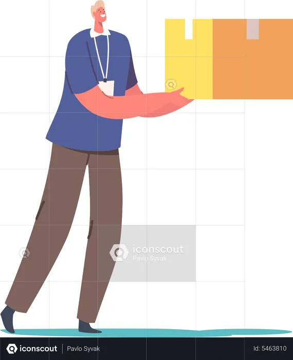 Man Carry Box with Donating Things  Illustration