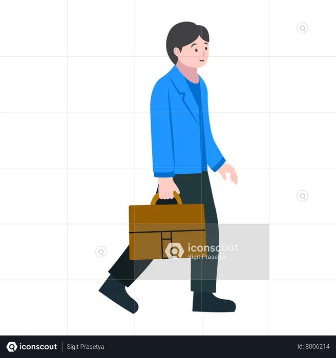 Man Carrying Bag to Go to Work  Illustration
