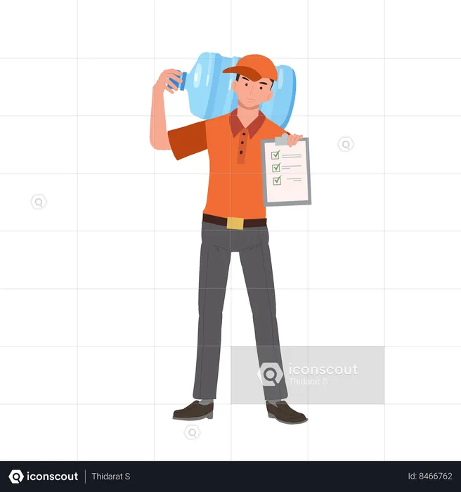 Man carrying big water bottle for delivery  Illustration