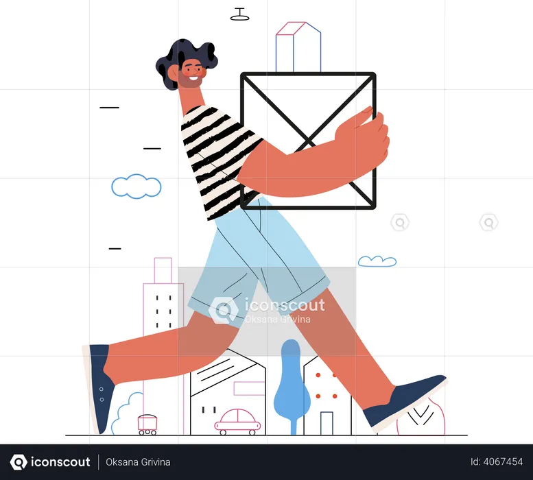 Man carrying box in hand  Illustration
