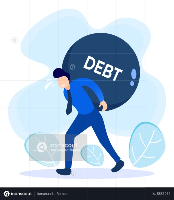 Man Carrying Debt Ball  Illustration