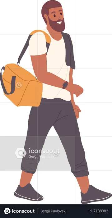 Man carrying fit bag going for fitness to gym class  Illustration