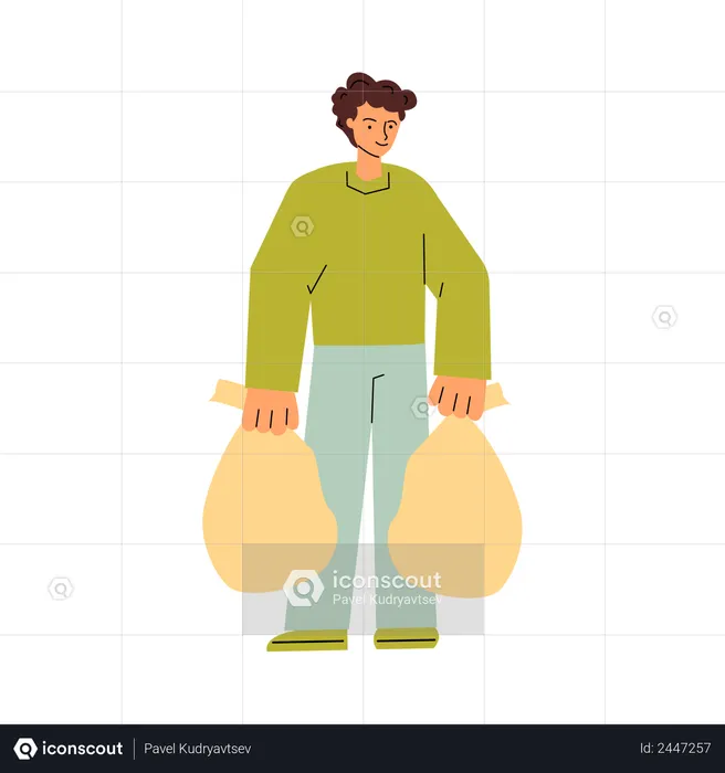 Man carrying rubbish bags  Illustration