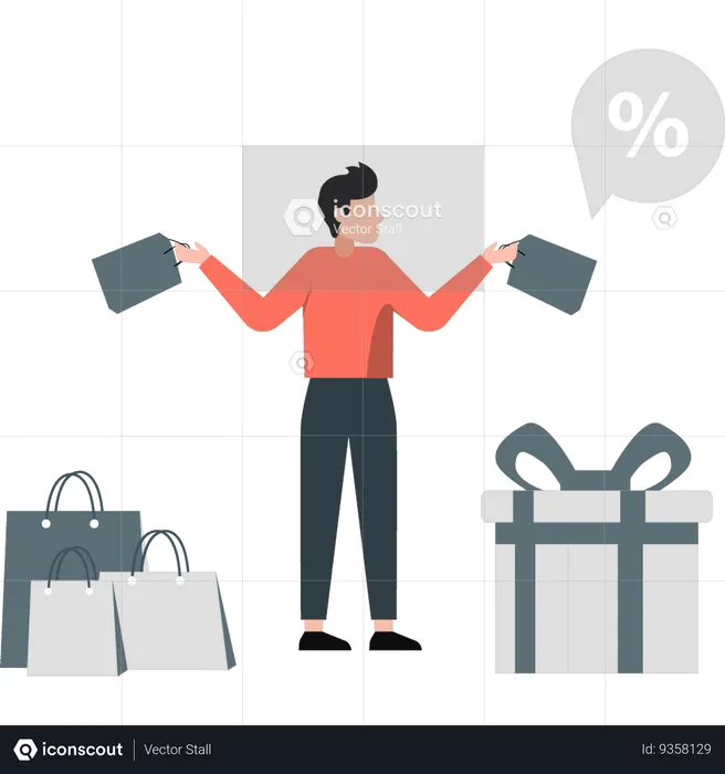 Man carrying shopping bags  Illustration