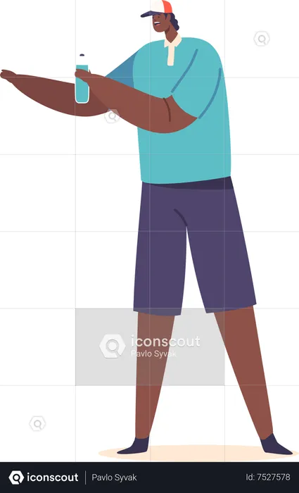 Man Carrying Water Bottle To Stay Refreshed  Illustration