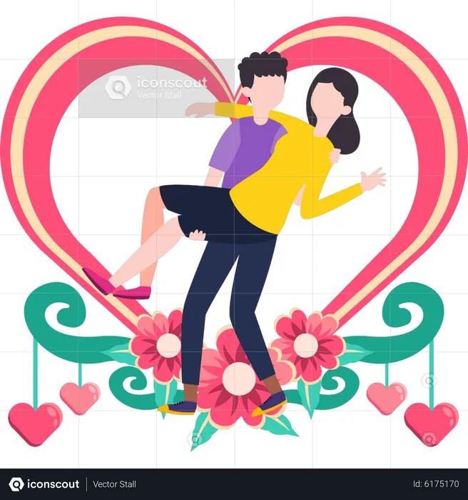 Man carrying woman in arms  Illustration
