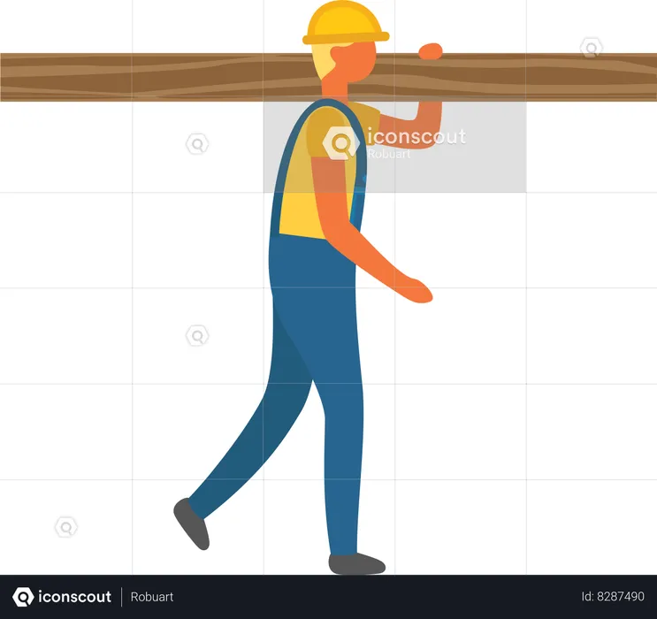 Man Carrying Wood Bulk  Illustration