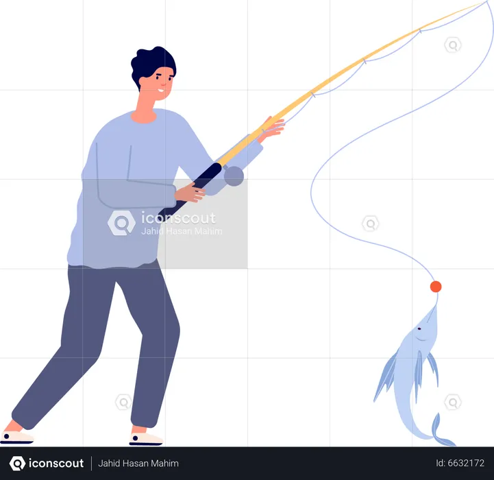 Man catching fish  Illustration