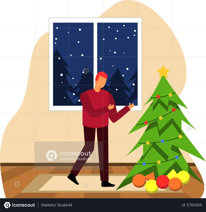 Man celebrate Christmas  Illustration