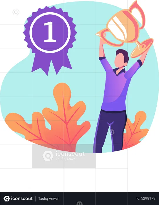 Man celebrating achievement  Illustration