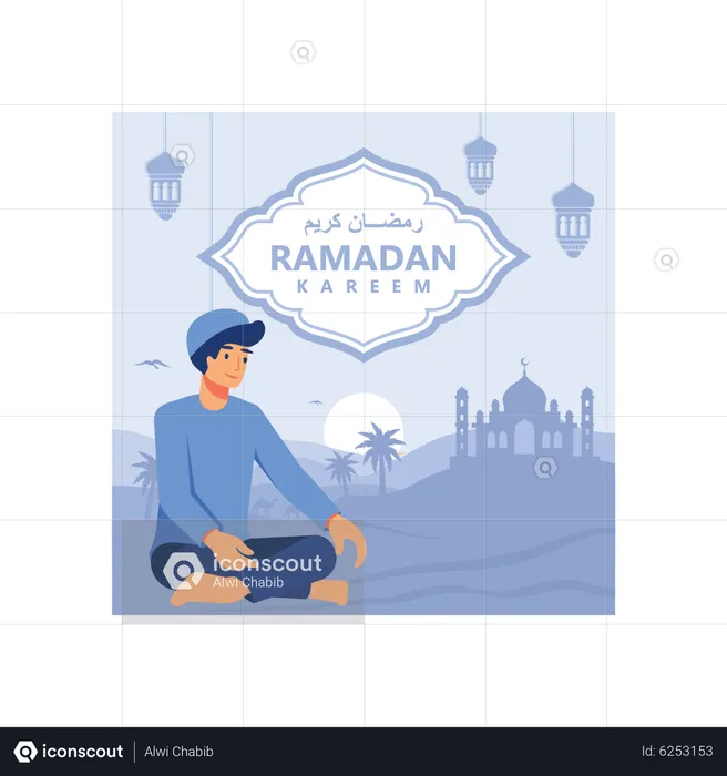 Man celebrating Eid  Illustration