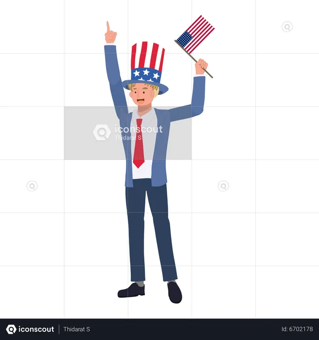 Man celebrating Fourth of July  Illustration