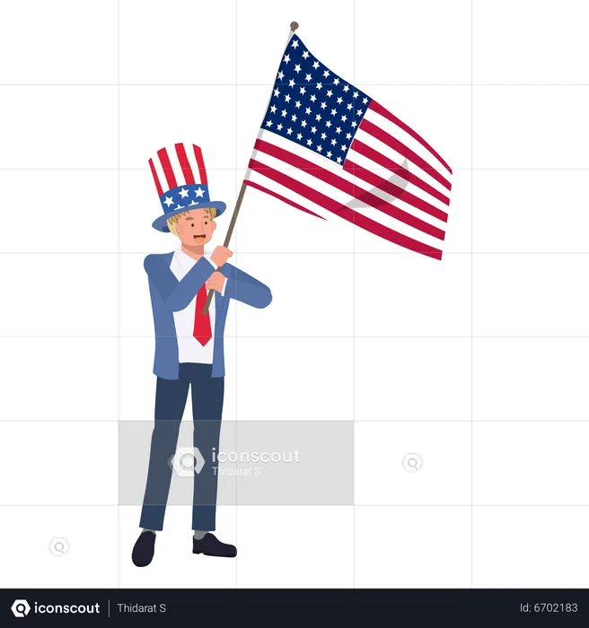 Man celebrating Fourth of July  Illustration