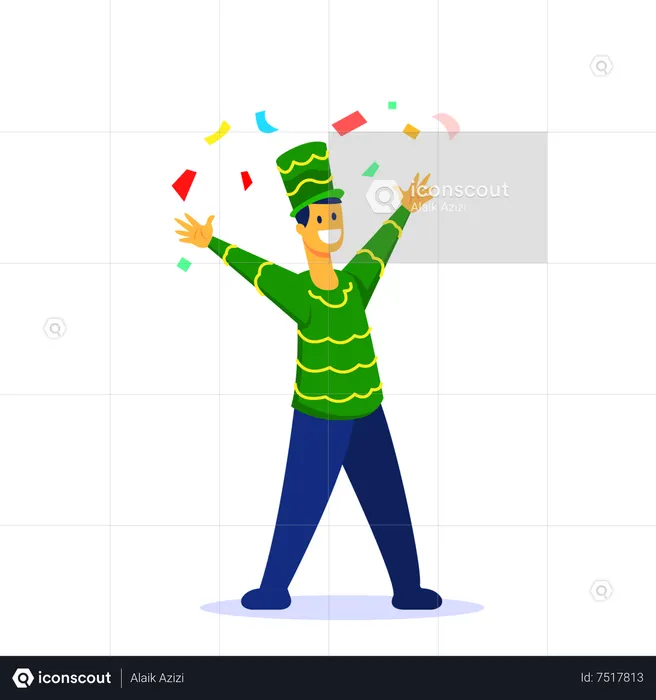 Man celebrating on carnival parade  Illustration