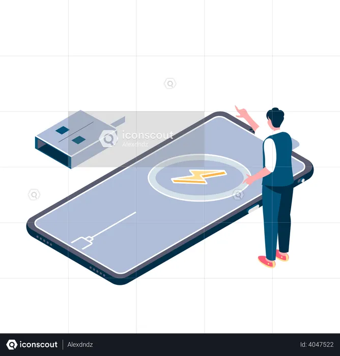 Man charging phone  Illustration