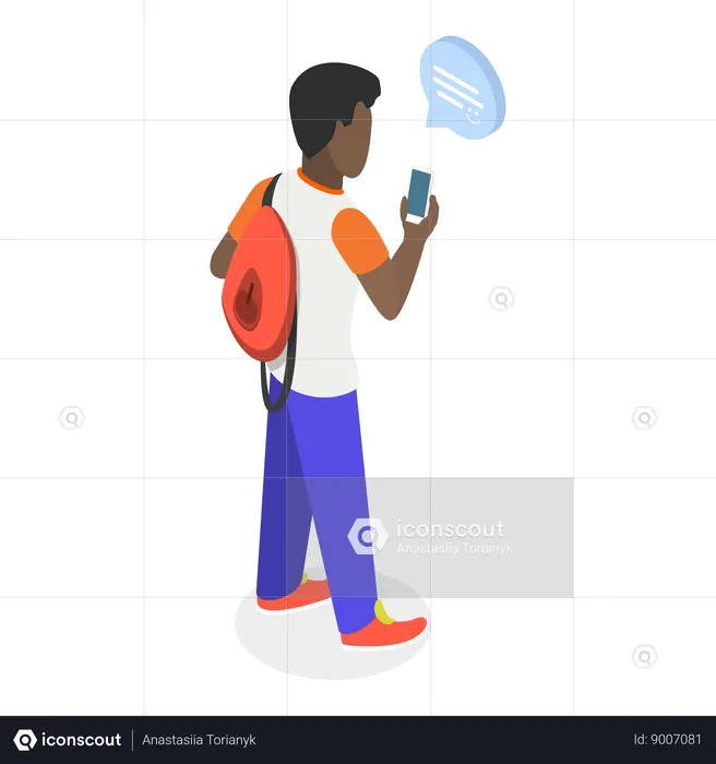 Man chat on mobile  Illustration