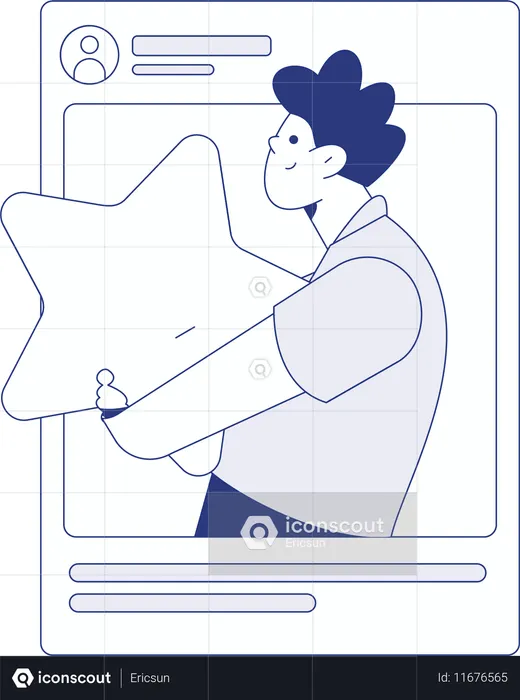 Man chats online through social media  Illustration