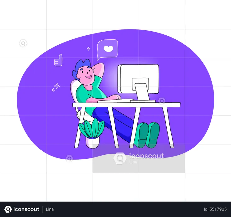 Man chatting on computer  Illustration