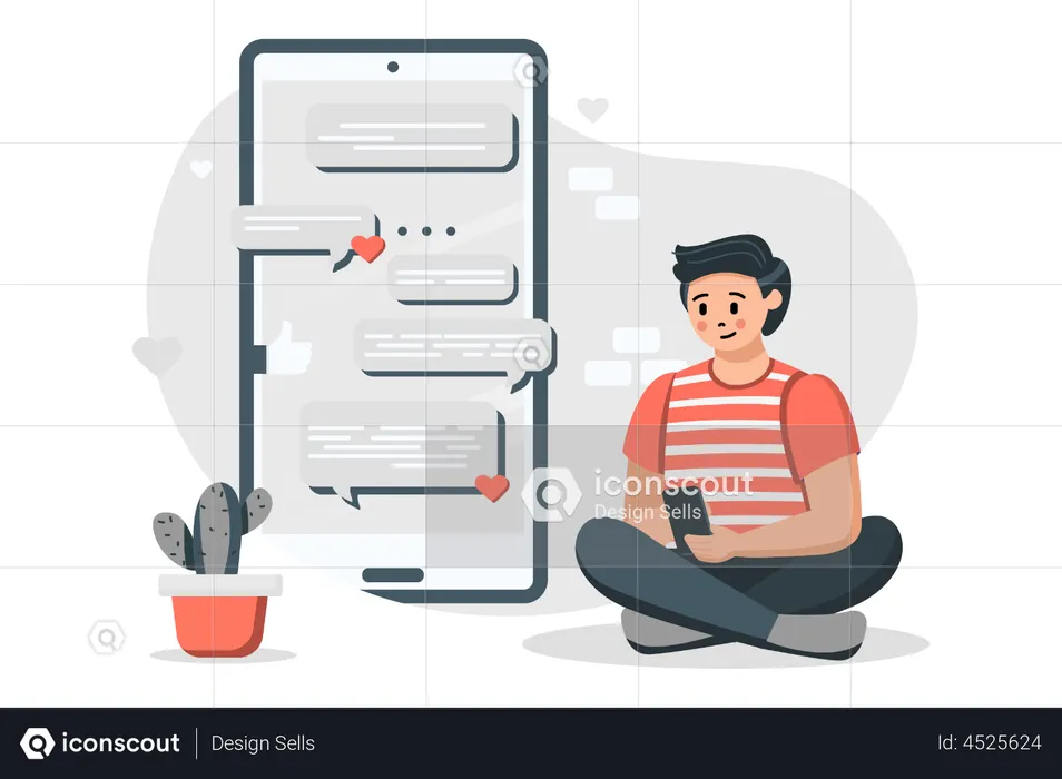 Man chatting on dating app  Illustration
