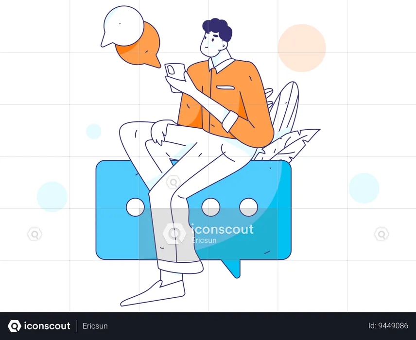 Man chatting on mobile  Illustration