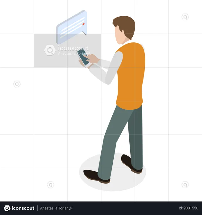 Man Chatting on mobile  Illustration