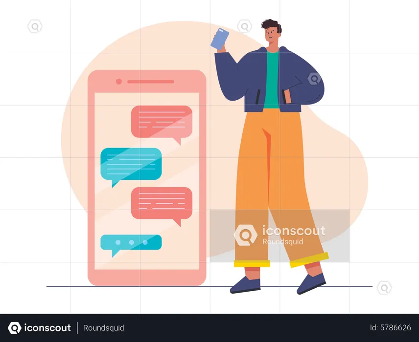 Man chatting on phone  Illustration