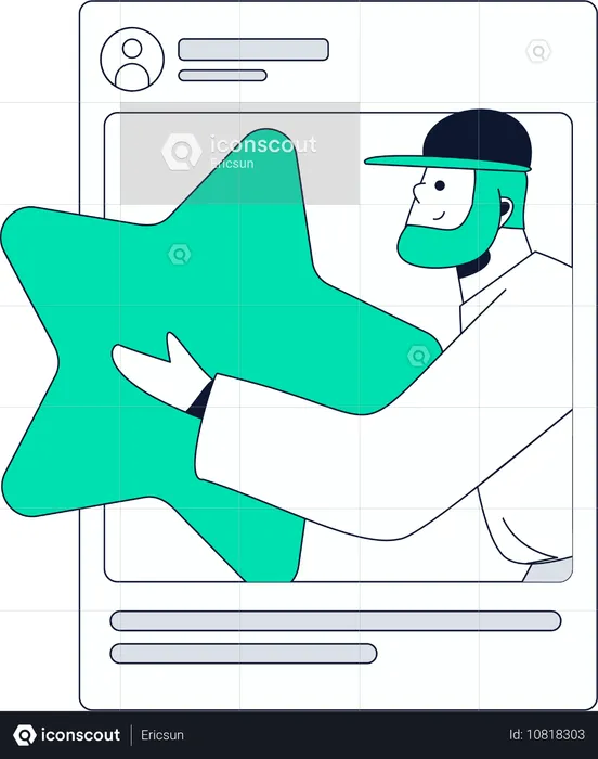 Man chatting on social media  Illustration