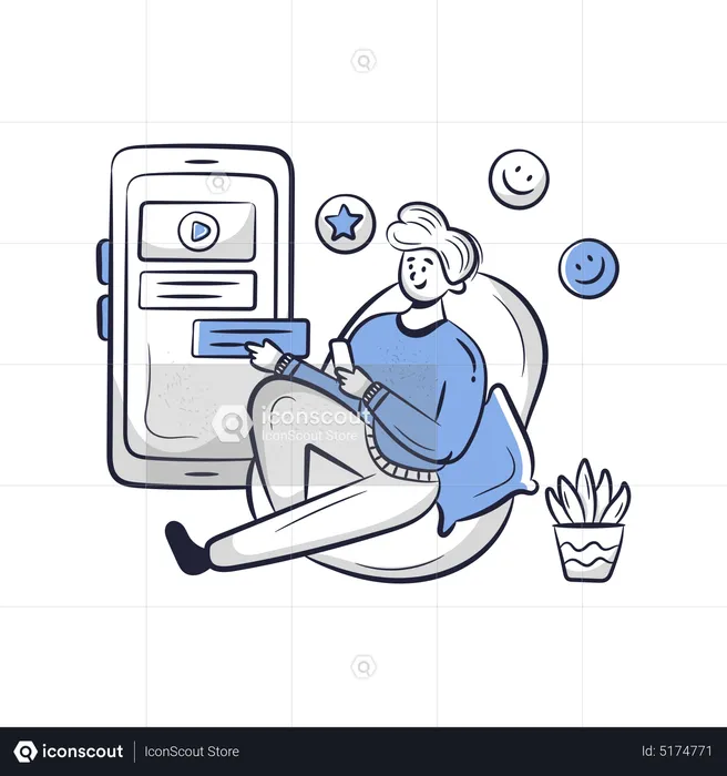 Man chatting on social media  Illustration