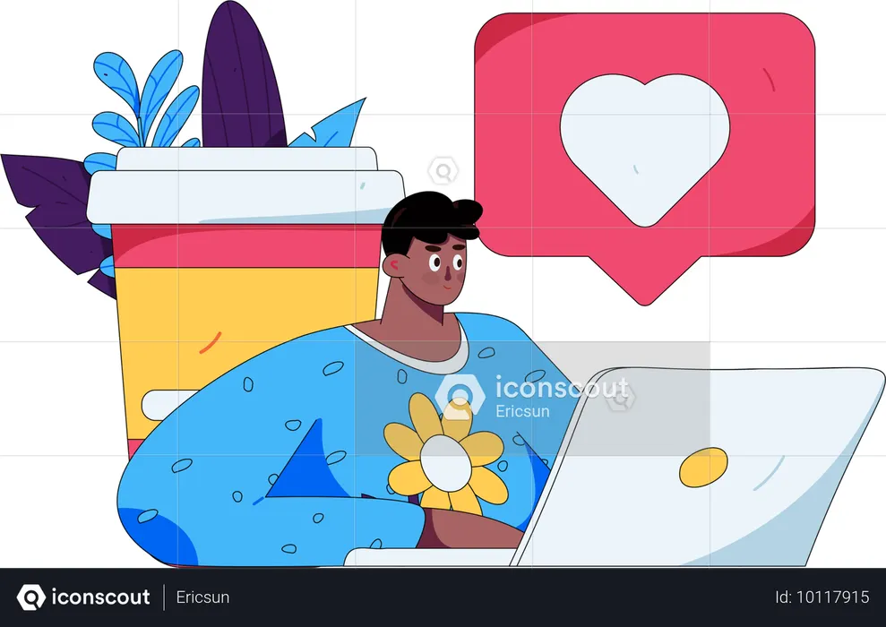 Man chatting online  Illustration