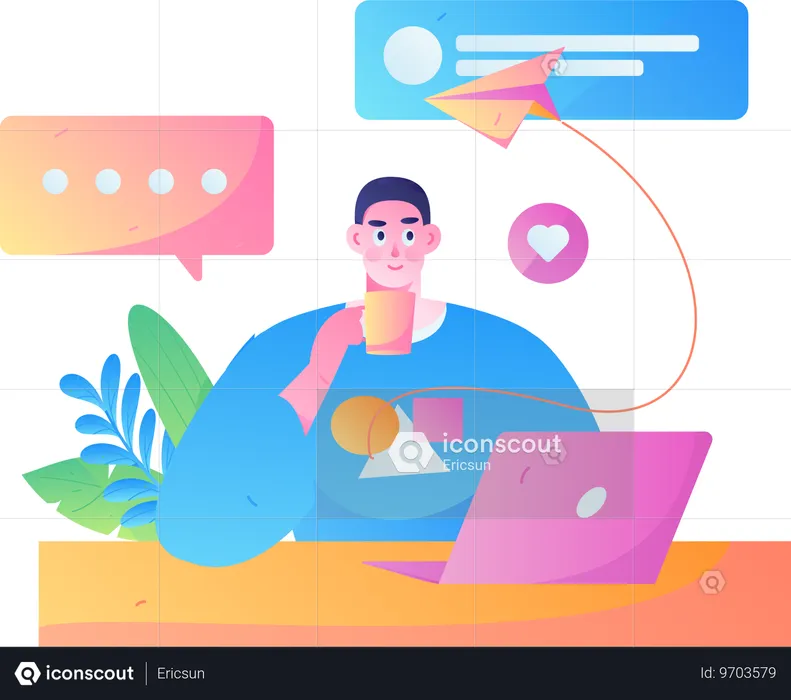 Man chatting online  Illustration