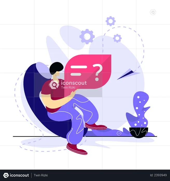 Man chatting with Help center  Illustration