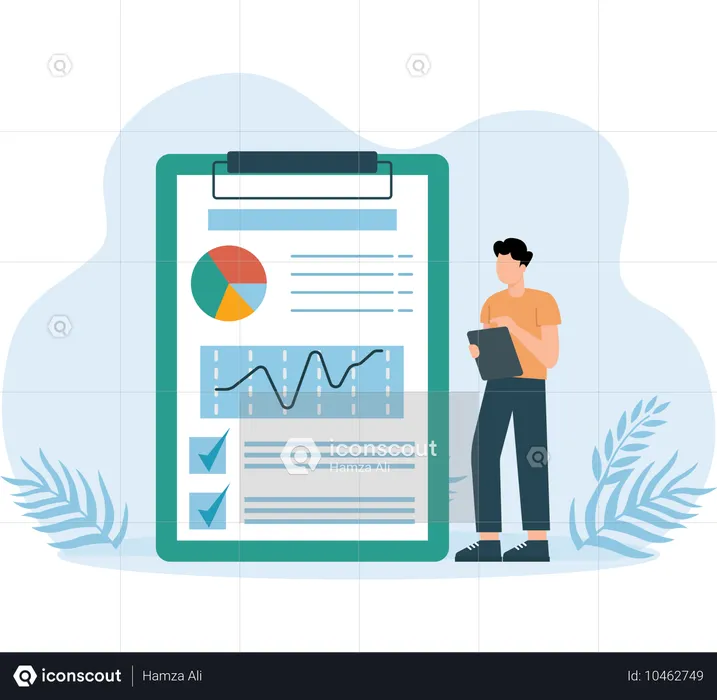 Man Check-Analysebericht  Illustration