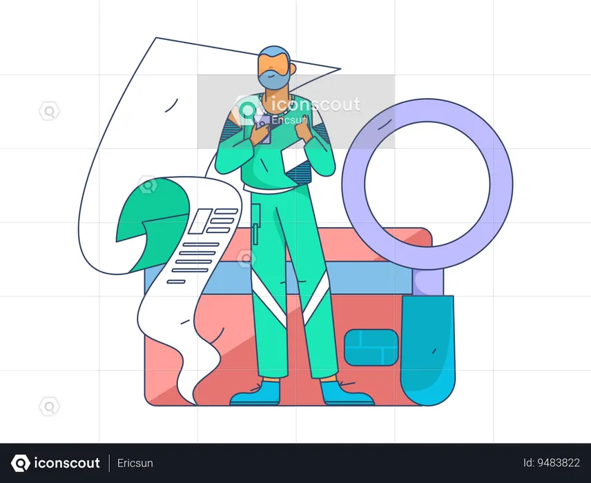 Man check credit card statement  Illustration