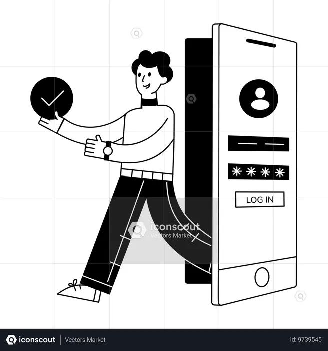Man check User Authentication  Illustration