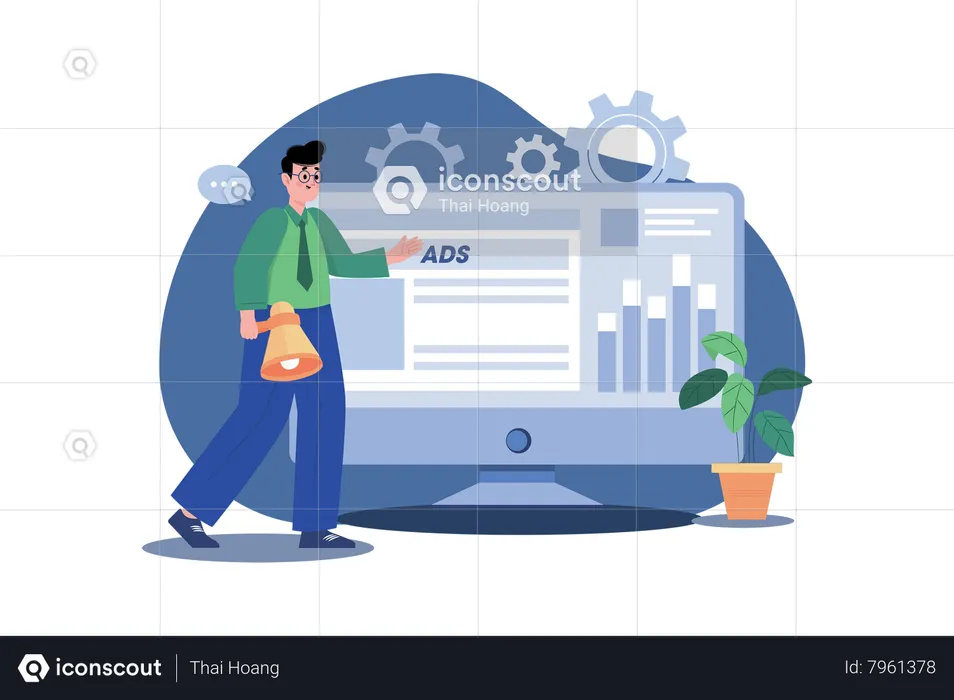 Man checking advertisement  Illustration