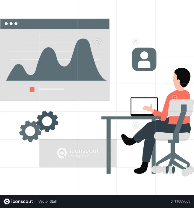 Man checking business graph  Illustration