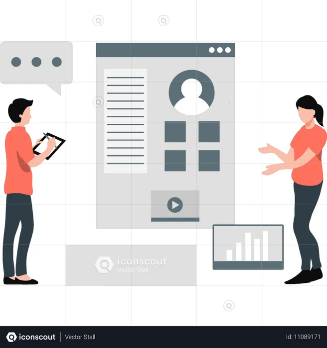 Man checking business profile  Illustration