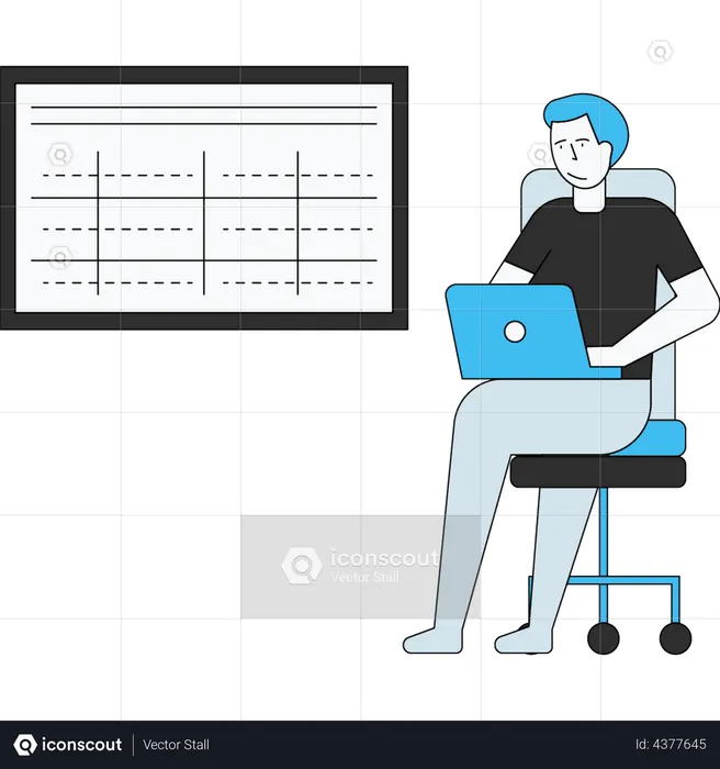 Man checking business schedule  Illustration