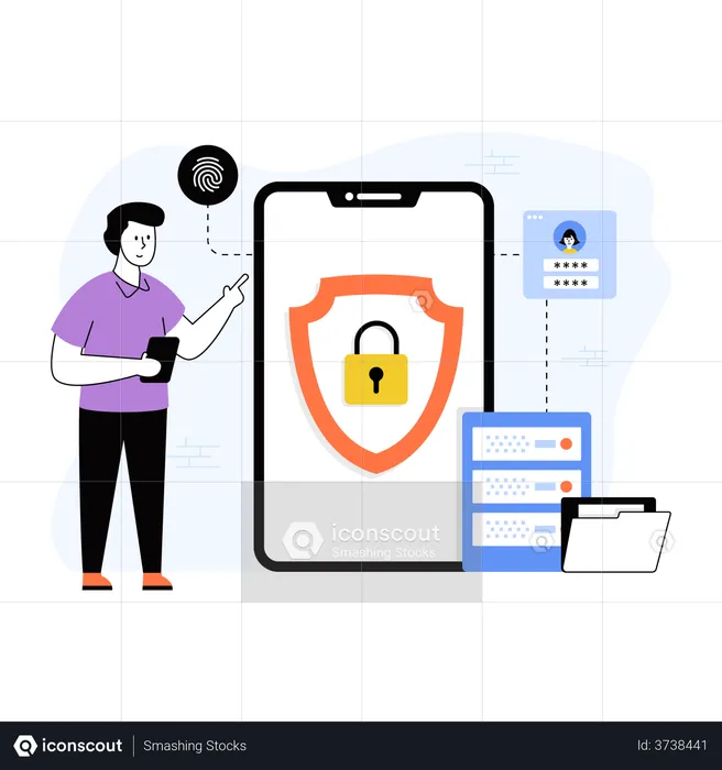 Man checking cloud security  Illustration