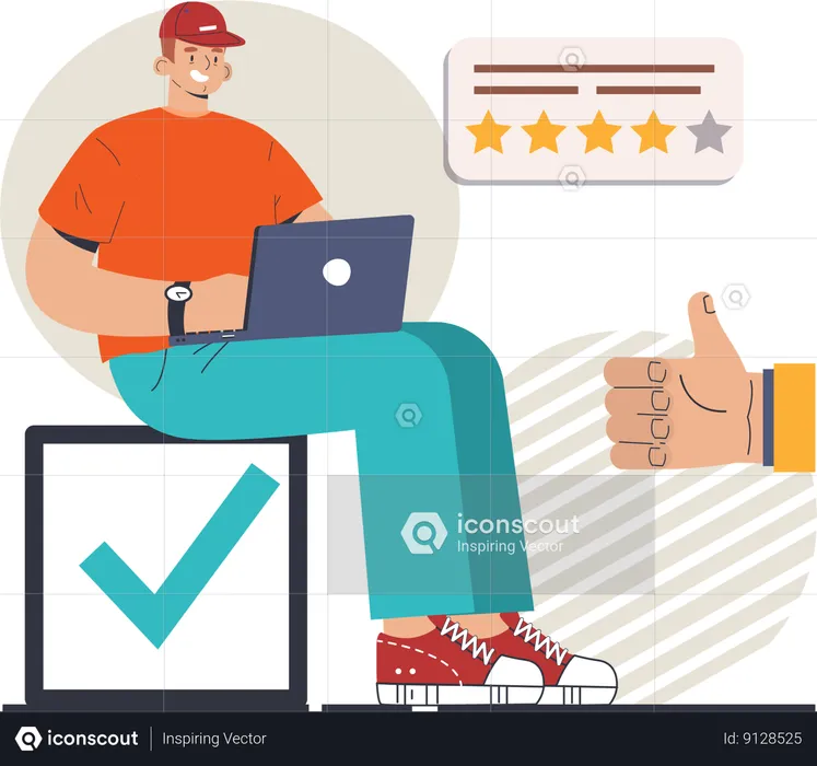 Man checking customer review  Illustration