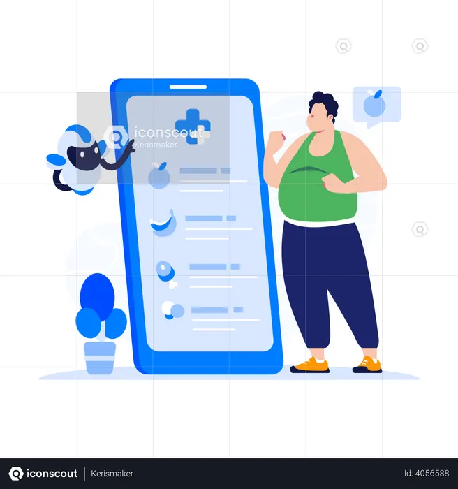 Man checking Diet Program  Illustration