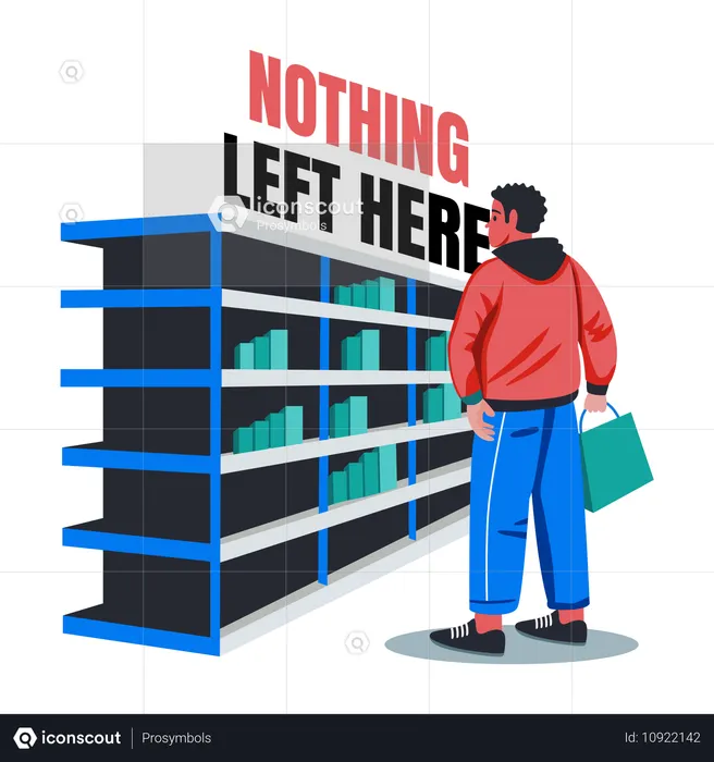 Man Checking Empty Shelves  Illustration