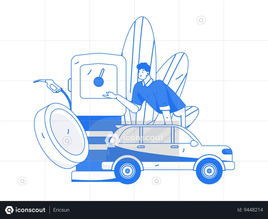 Man checking fuel pointer  Illustration