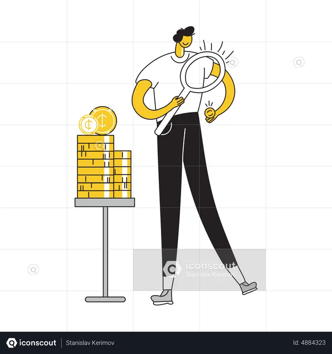 Man checking his savings  Illustration