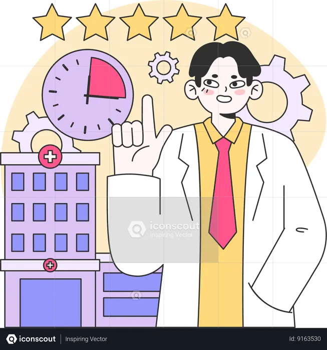 Man checking hospital review  Illustration