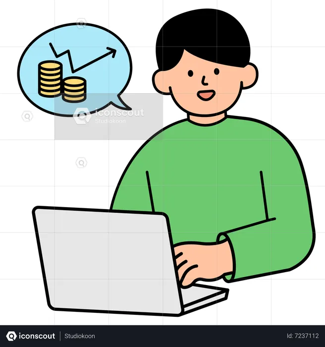 Man Checking Increased Savings from Energy Conservation  Illustration