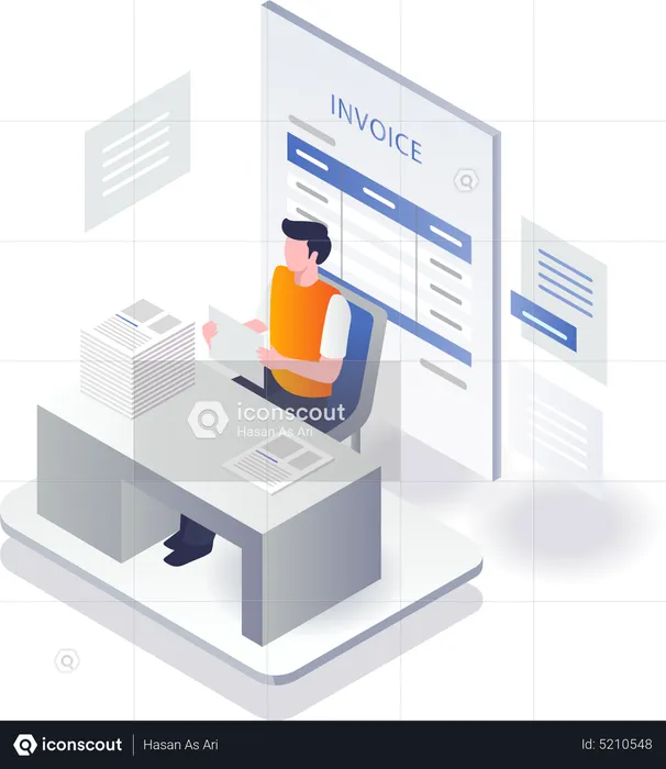 Man checking invoice report  Illustration